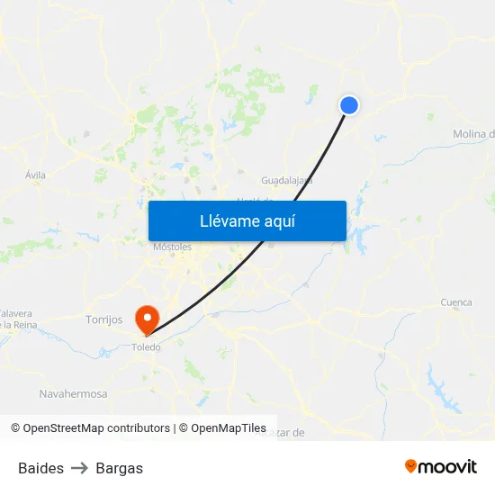 Baides to Bargas map