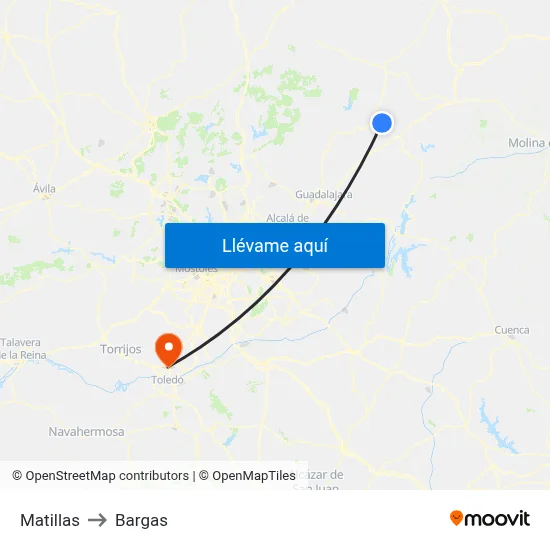 Matillas to Bargas map