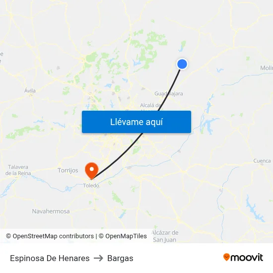 Espinosa De Henares to Bargas map