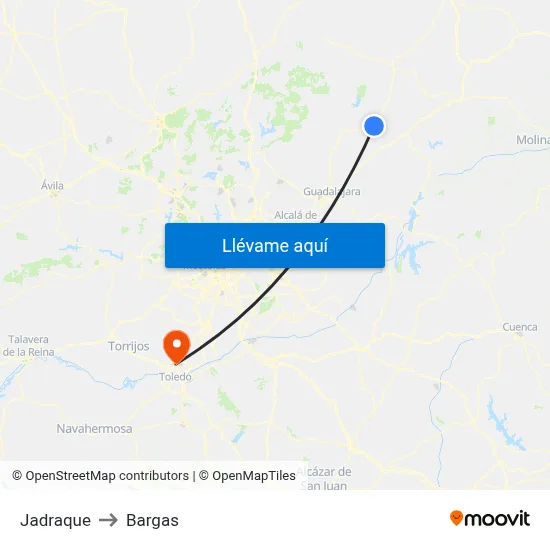 Jadraque to Bargas map