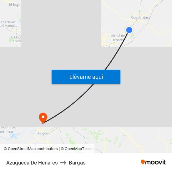 Azuqueca De Henares to Bargas map