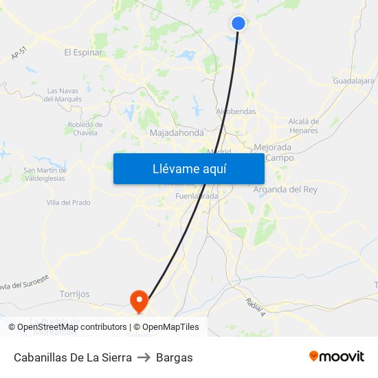 Cabanillas De La Sierra to Bargas map