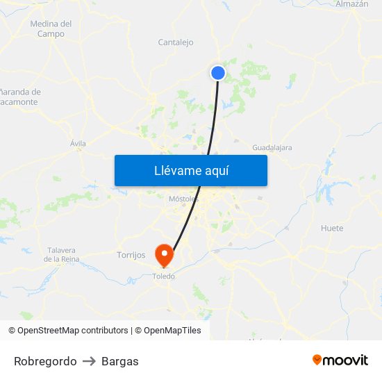 Robregordo to Bargas map