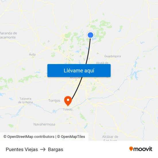 Puentes Viejas to Bargas map