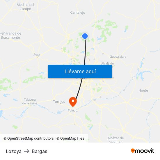 Lozoya to Bargas map