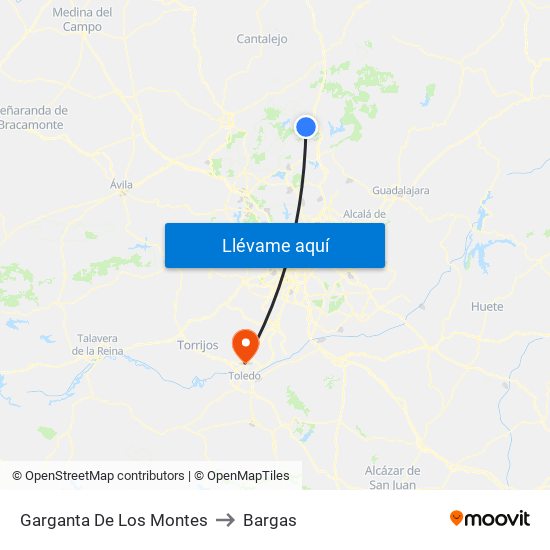 Garganta De Los Montes to Bargas map