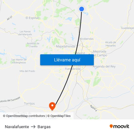Navalafuente to Bargas map