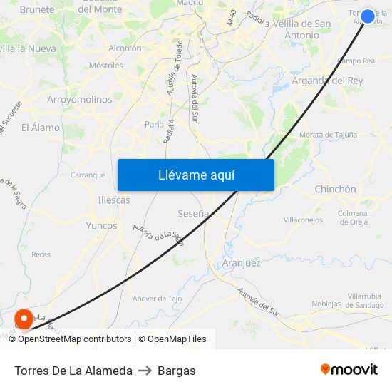Torres De La Alameda to Bargas map
