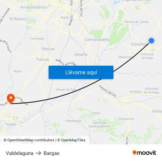 Valdelaguna to Bargas map