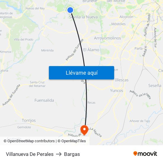 Villanueva De Perales to Bargas map