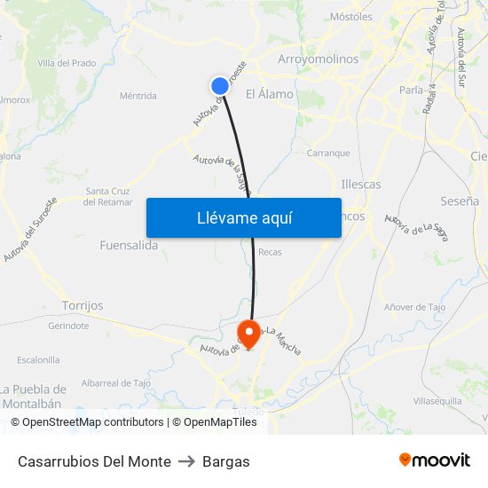 Casarrubios Del Monte to Bargas map