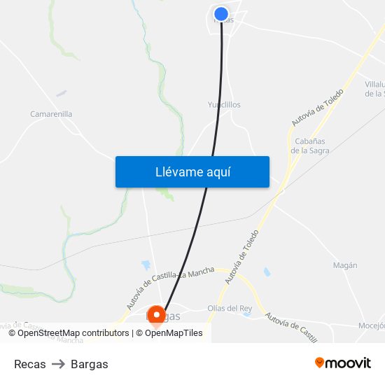 Recas to Bargas map