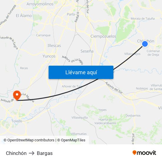Chinchón to Bargas map