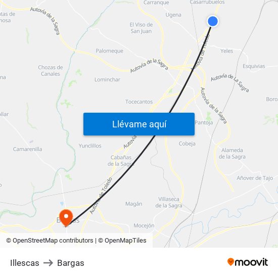 Illescas to Bargas map