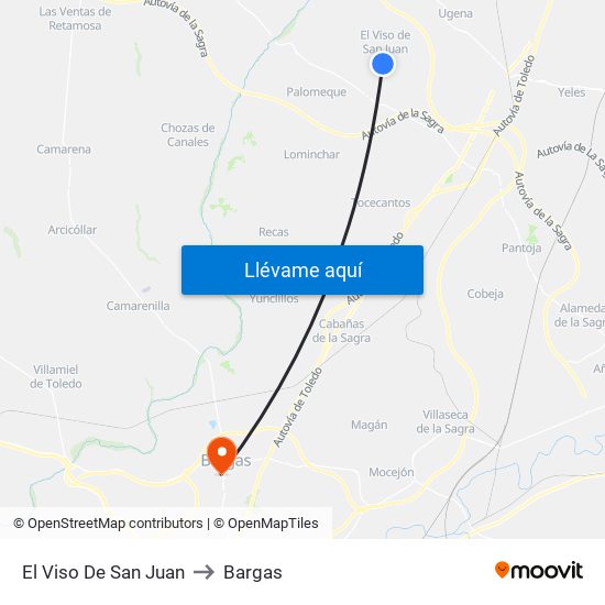 El Viso De San Juan to Bargas map