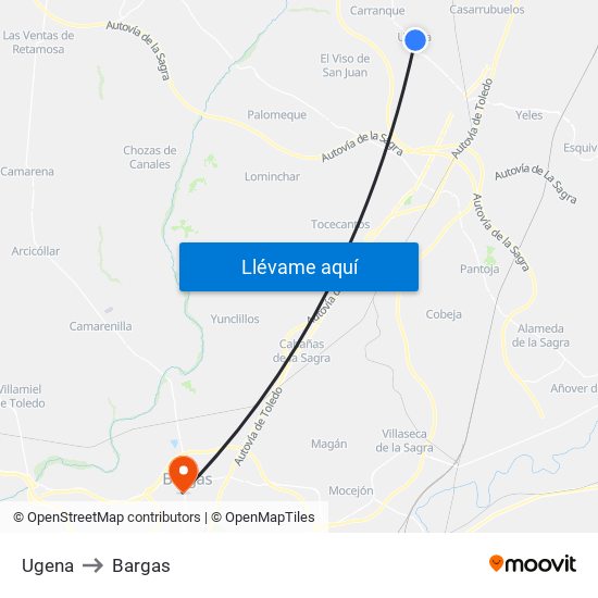 Ugena to Bargas map