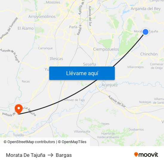 Morata De Tajuña to Bargas map