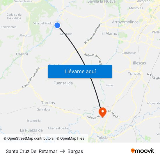 Santa Cruz Del Retamar to Bargas map