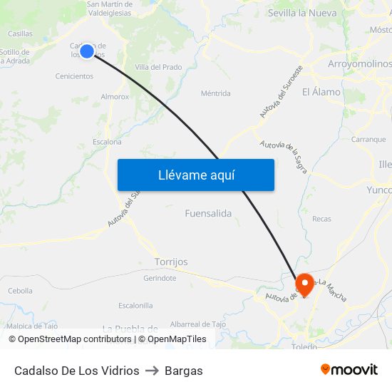 Cadalso De Los Vidrios to Bargas map