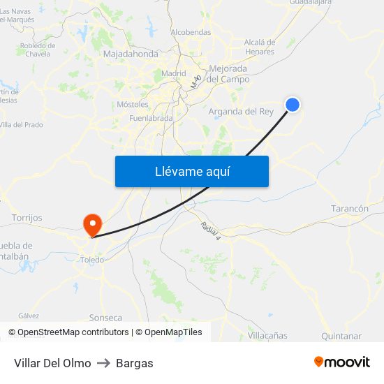 Villar Del Olmo to Bargas map