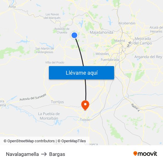 Navalagamella to Bargas map
