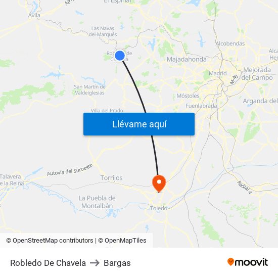 Robledo De Chavela to Bargas map