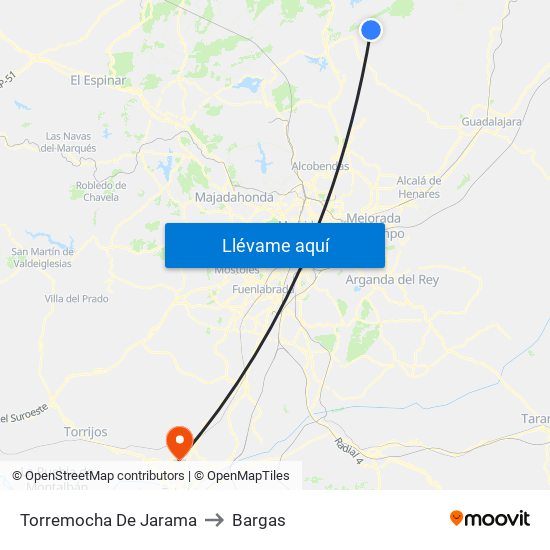 Torremocha De Jarama to Bargas map