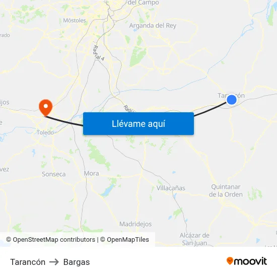 Tarancón to Bargas map