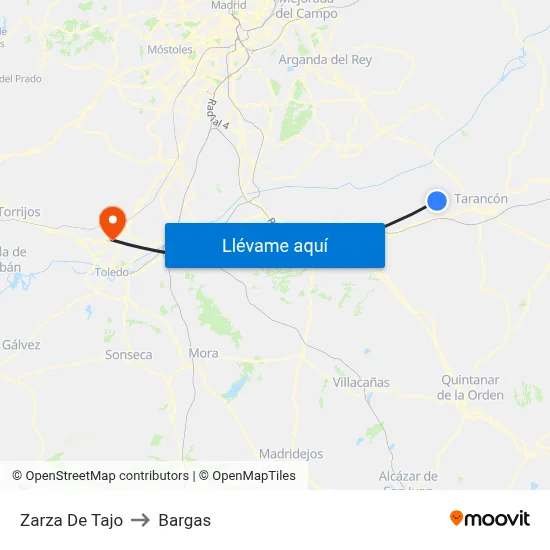 Zarza De Tajo to Bargas map