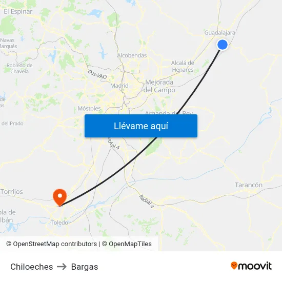 Chiloeches to Bargas map