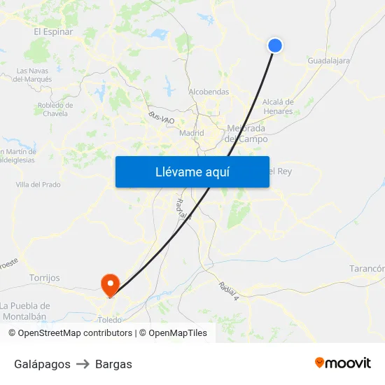 Galápagos to Bargas map