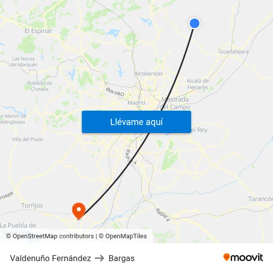 Valdenuño Fernández to Bargas map