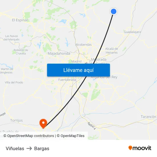Viñuelas to Bargas map