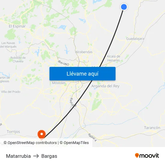 Matarrubia to Bargas map