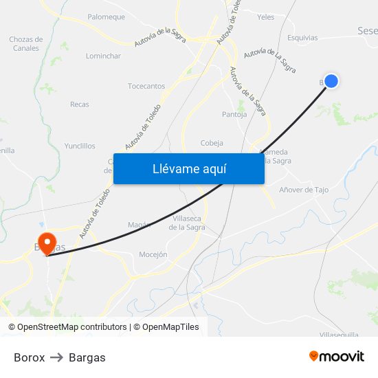 Borox to Bargas map
