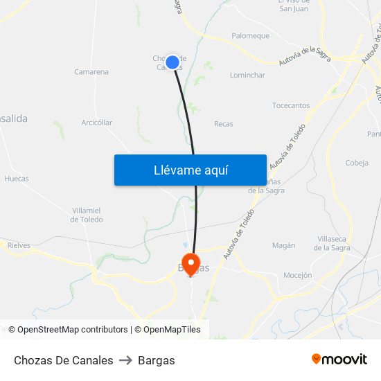 Chozas De Canales to Bargas map
