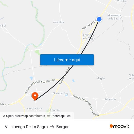 Villaluenga De La Sagra to Bargas map