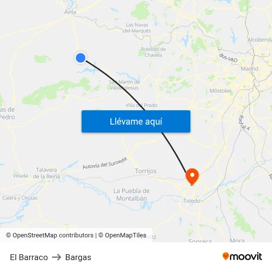 El Barraco to Bargas map