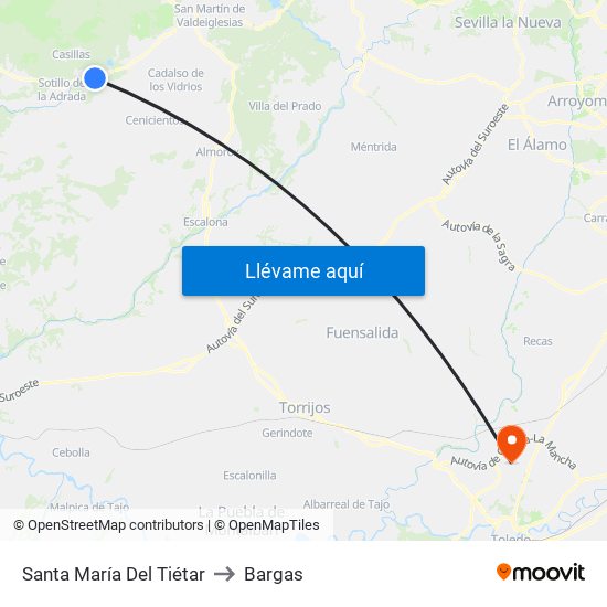 Santa María Del Tiétar to Bargas map