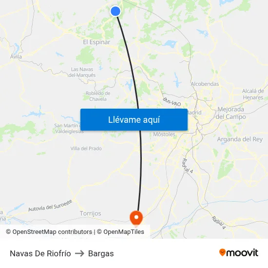 Navas De Riofrío to Bargas map