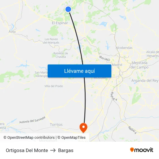 Ortigosa Del Monte to Bargas map