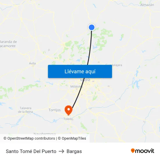 Santo Tomé Del Puerto to Bargas map
