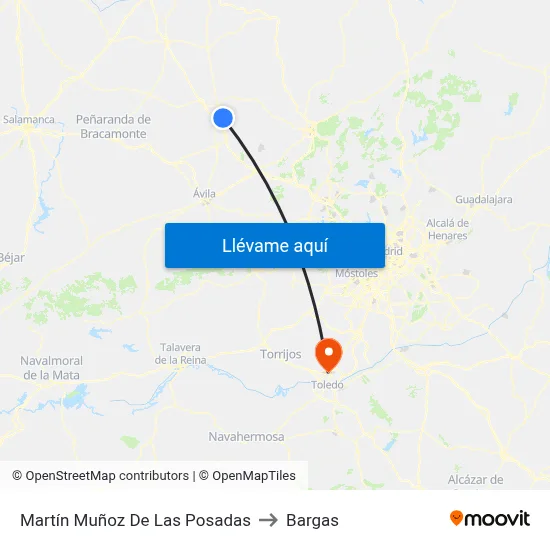 Martín Muñoz De Las Posadas to Bargas map