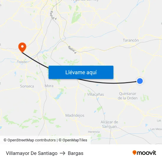 Villamayor De Santiago to Bargas map