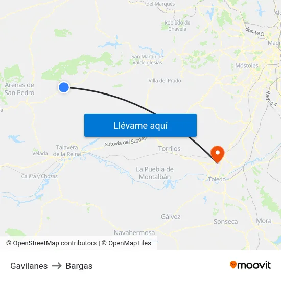 Gavilanes to Bargas map