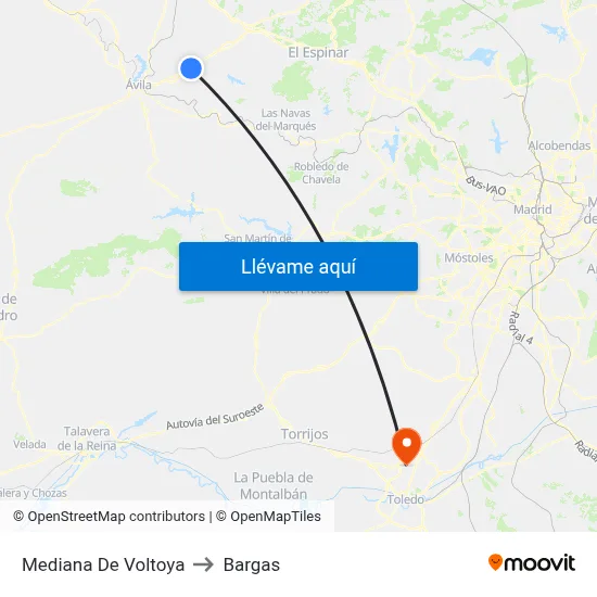 Mediana De Voltoya to Bargas map