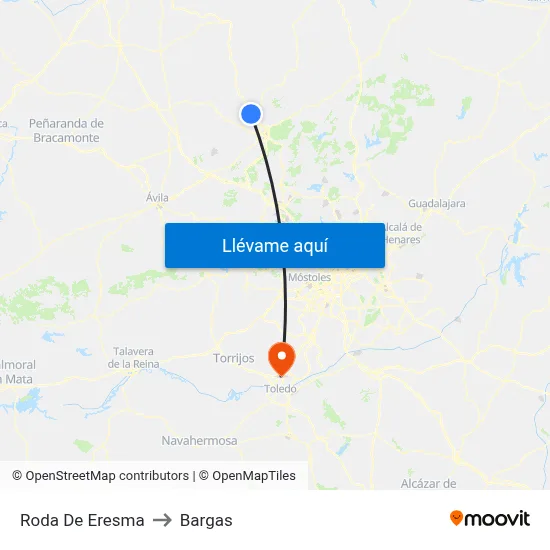 Roda De Eresma to Bargas map