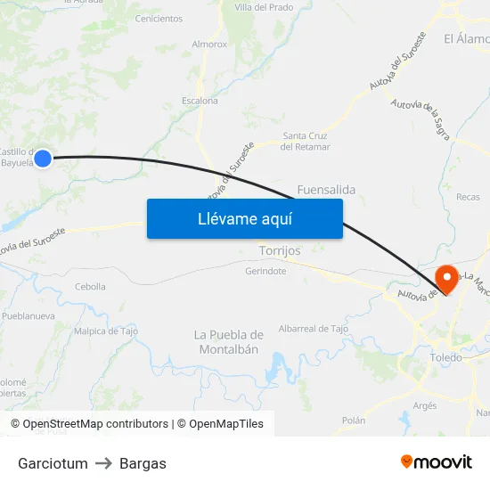 Garciotum to Bargas map
