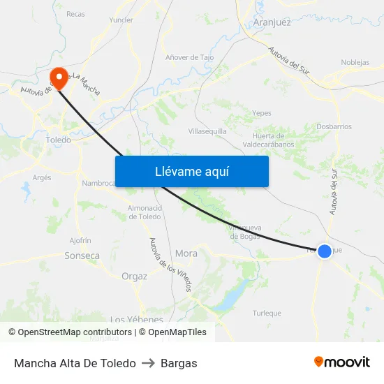 Mancha Alta De Toledo to Bargas map