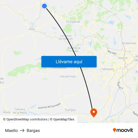 Maello to Bargas map